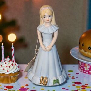 Enesco Growing Up Birthday Girl Figurine Age 10 BLONDE 1982 Vintage